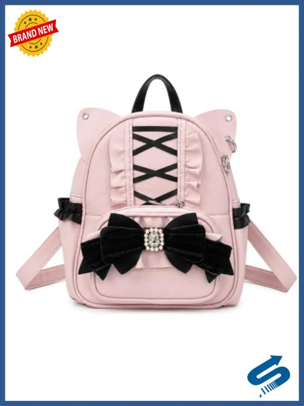 Kawaii Gothic Lolita Jirai Kei Mini Backpack PU Leather Cat Ears Bows